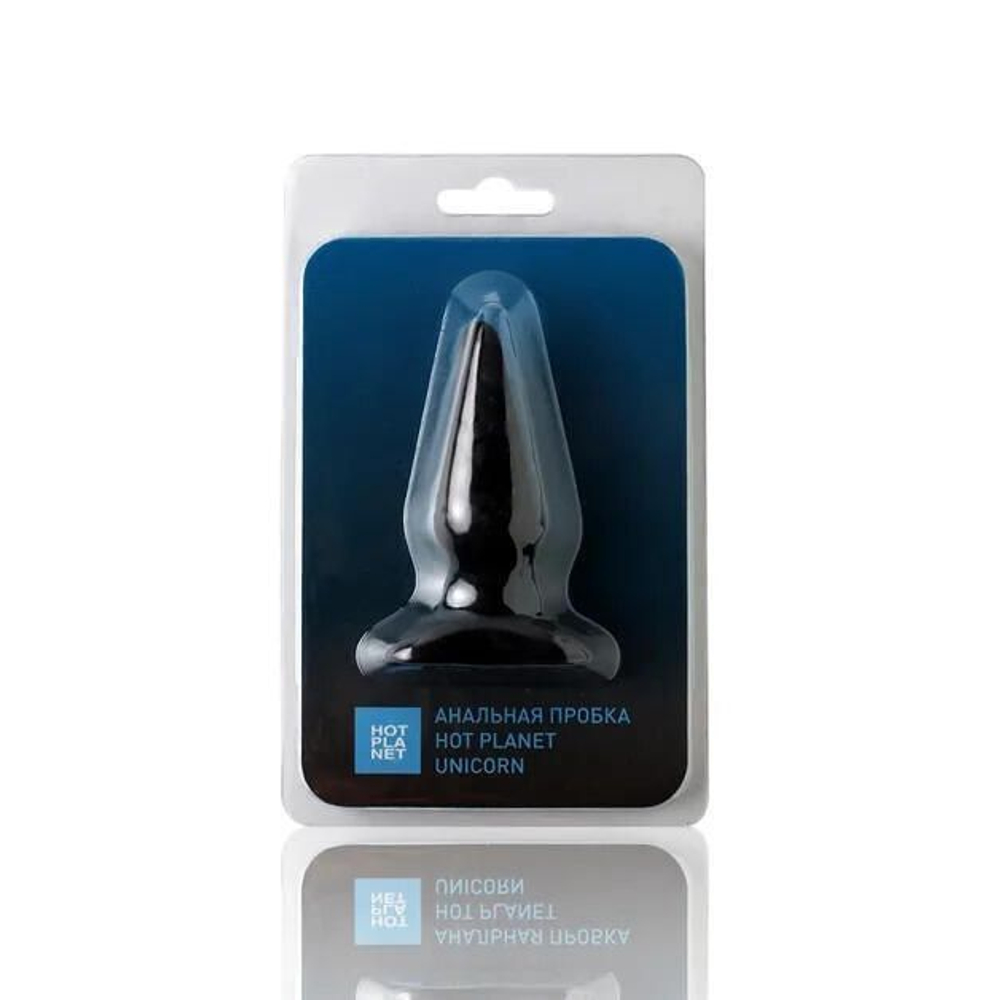 Черная анальная пробка Unicorn S - 9,5 см. (Цвет: черный)