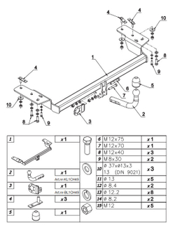 Фаркоп Auto-Hak CH 49 для Chrysler 300C седан/универсал 2004-2011(паспорт и сертификат в комплекте)(без электрики)