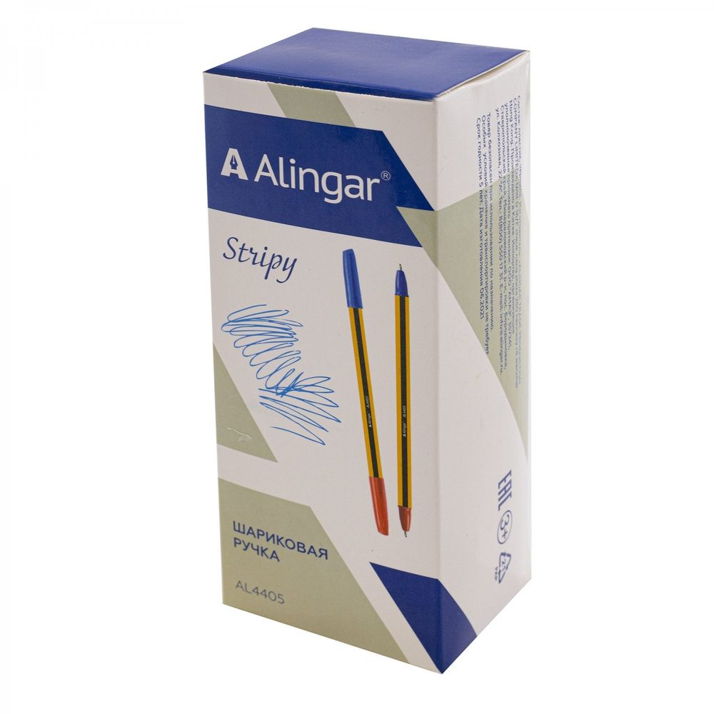 Ручка шариковая Alingar "Stripy", 0,7 мм, двусторонняя (синяя, красная), шестигранный, цветной, пластиковый корпус, карт. уп.