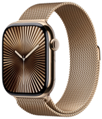 Apple Watch Series 10, 46 мм, корпус из титана цвета «титановый золотой», спортивный ремешок цвета «миланская петля» золотой