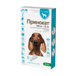 Принокат капли для собак весом 4-10 кг,пипетка 1,0 мл