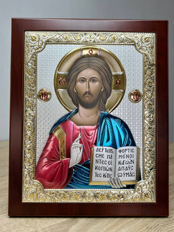 Спаситель, икона прямоугольная с рамкой, красное дерево, эмаль 150х190