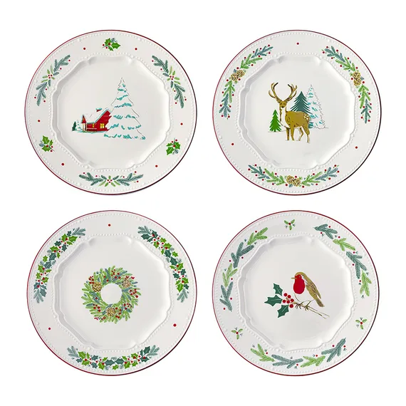 Набор из четырех тарелок nordic winter из коллекции new year essential, D23 см