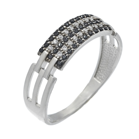 Кольцо из серебра/Родий/С камнями