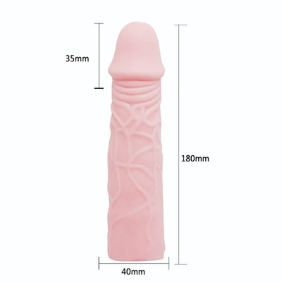 Удлиняющая насадка на пенис телесного цвета - 18 см. (Цвет: телесный)