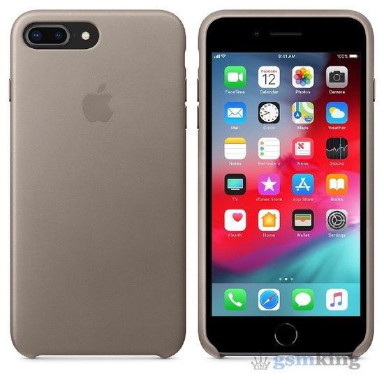 Leather Case iPhone 8/7 Plus Taupe (Платиново-серый)