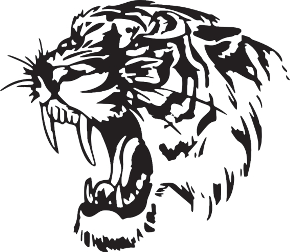 Наклейка "Тигр (белая)" 12*15см (вырезная) 08119