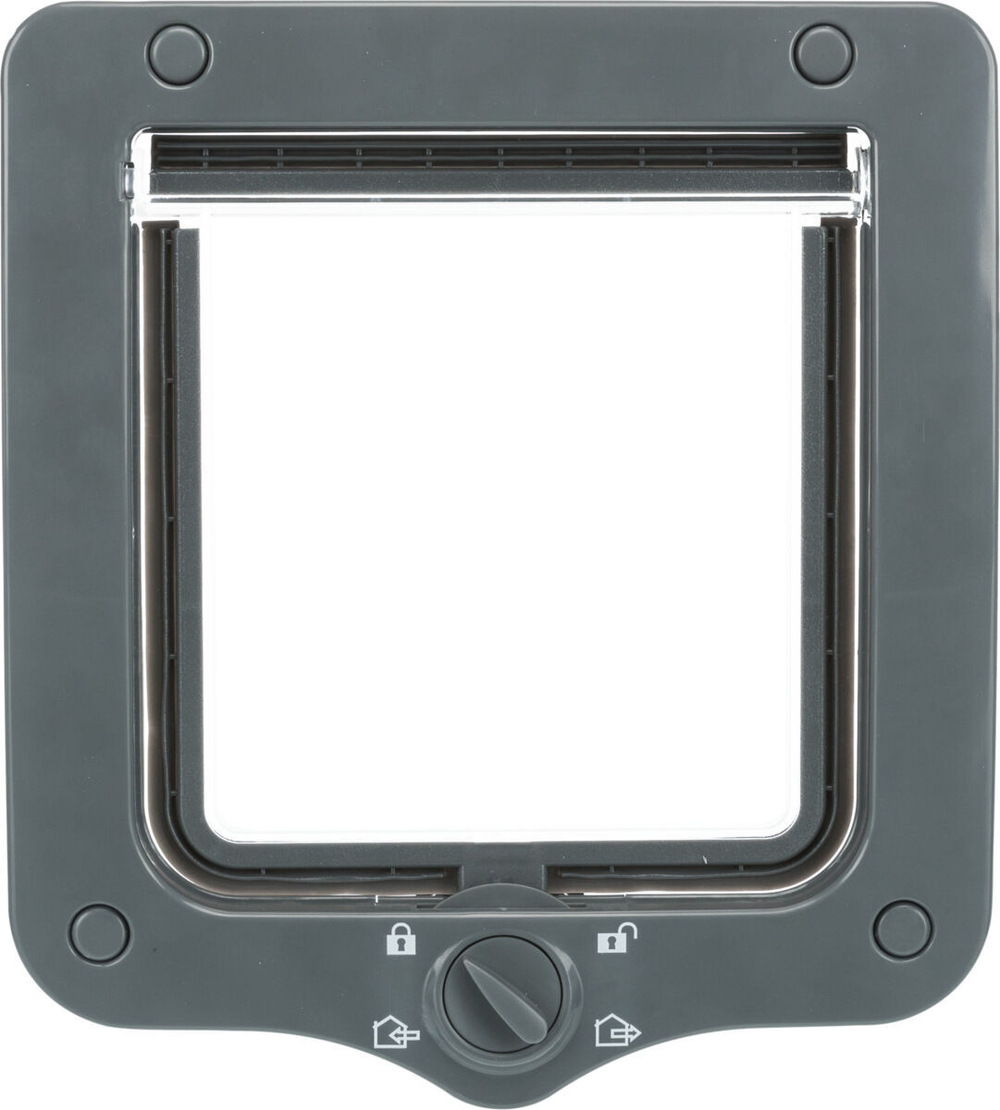 Дверца Trixie Flap Door 4-Way, пластик, для кошек и небольших собак, серая, 20x22 см