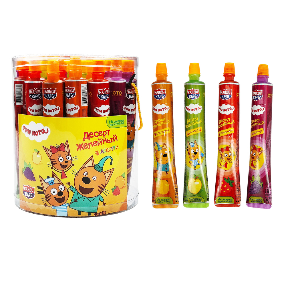 Десерт желейный "Зубная паста" ассорти (Три кота) 55гр*30шт*8 банок
