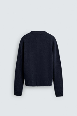 ZARA КАРДИГАН ИЗ 100% ШЕРСТИ С УЗОРОМ, СИНИЙ