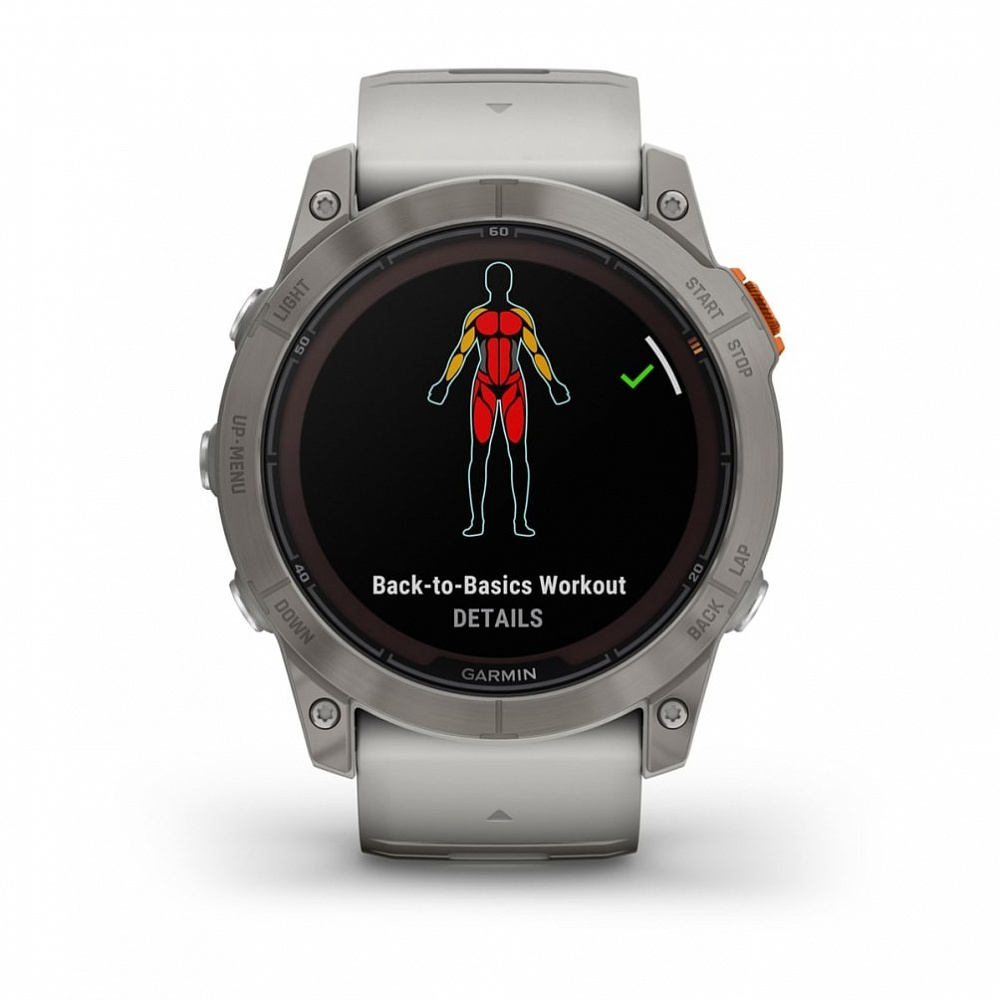 Смарт часы Garmin Fenix 7X Pro Sapphire Solar Edition Титановый корпус с дымчато-серым оранжевым ремешком