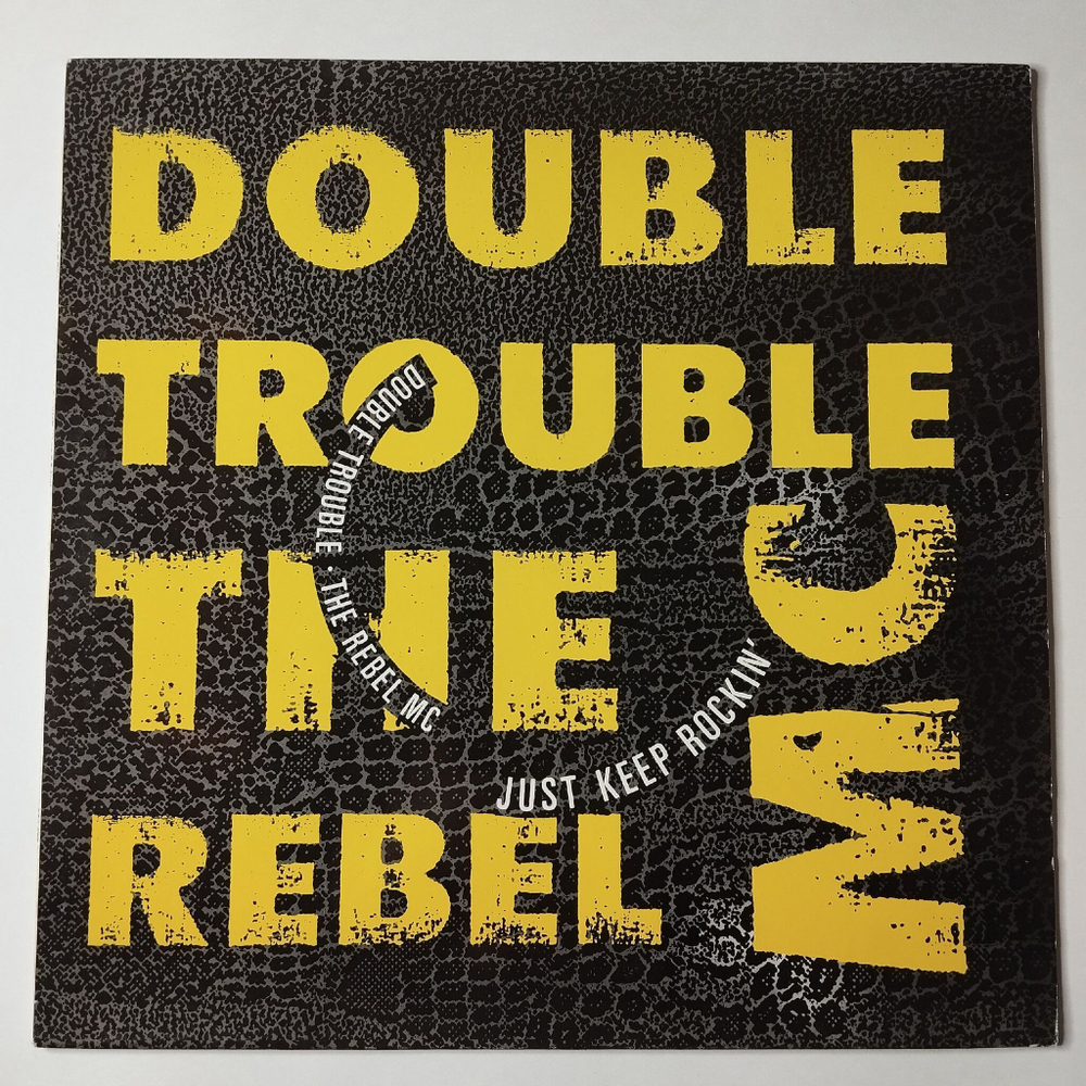 Винтажная виниловая пластинка LP Double Trouble and Rebel MC Just Keep Rockin (Holland 1989) 45 RPM Maxi Single