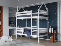Кровать 2-х ярусная домик "Аист-4" 900х2000(Массив дерева/Белая), Аист г.Волжск