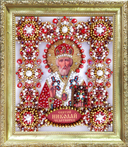 Ии-70 Набор для вышивания хрустальными камнями Святой Николай Чудотворец