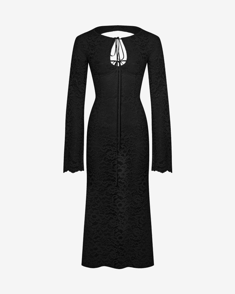Платье миди из кружева с открытой спиной