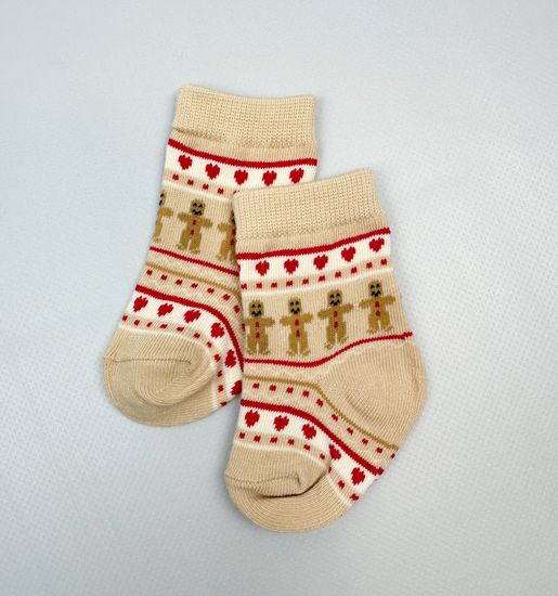 Носочки хлопковые Новогодние, Светло-бежевые