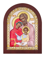Св. Семейство, икона арочная, красное дерево, эмаль 105х140