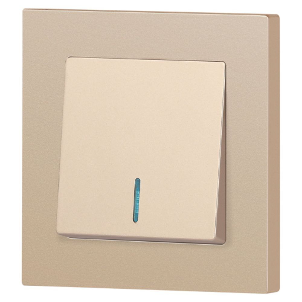 Выключатель Intro Accent 6-102-04 с подсветкой, 10А-250В, IP20, СУ, AL/CU, шампань