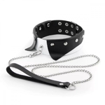 Ошейник воротничок с поводком цепочкой кожа черный белый