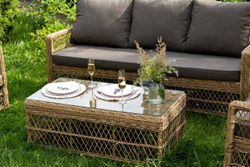 "Гранд Латте" лаунж-зона из искусственного ротанга, цвет соломенный