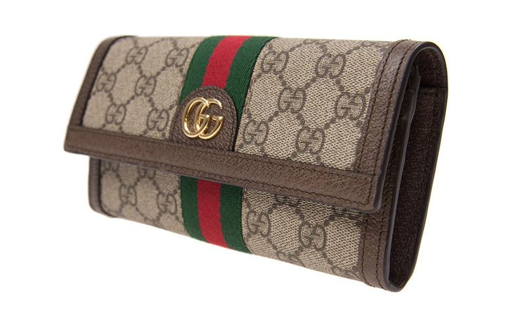 GUCCI Ophidia Canvas With Leather Wallet Women"s Light Brown