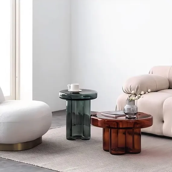 Журнальный столик Soda L, Ø55х32 см, янтарное стекло