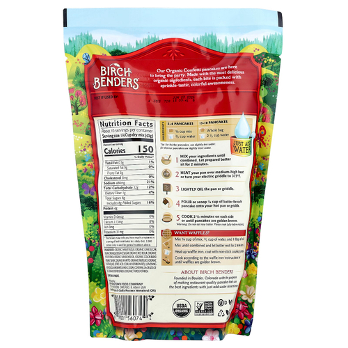 Birch Benders, смесь для приготовления блинов и вафель, органическое конфетти, 397 г (14 унций)