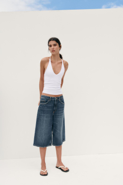 ZARA ТОП С ГОРЛОВИНОЙ ХАЛТЕР И БРЕТЕЛЬЮ СЗАДИ, БЕЛЫЙ