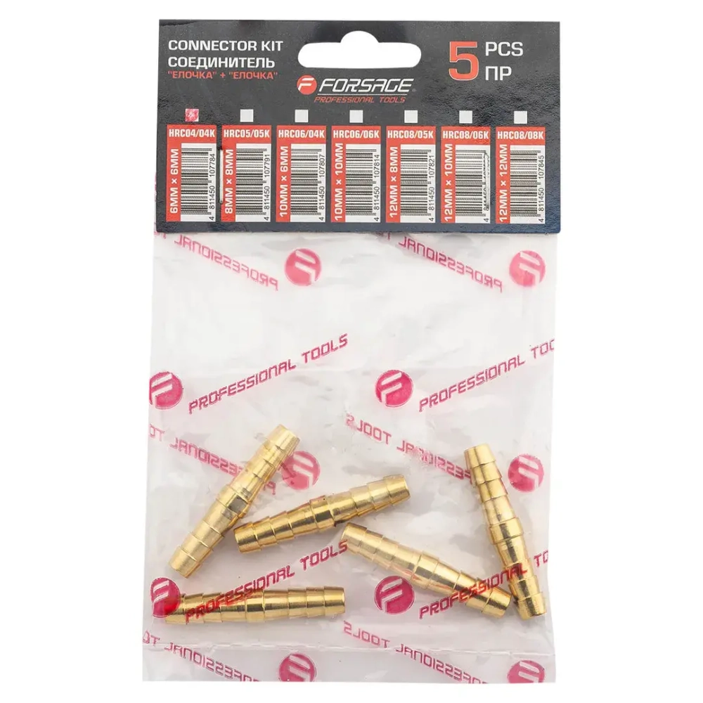 Соединитель ''елочка''+''елочка''6мм x 6мм, к-т 5шт Forsage F-HRC04/04K