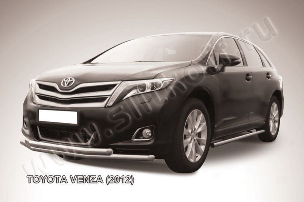 Защита переднего бампера (нержавейка) Toyota Venza (2012-2017) d57+d57