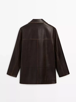 Massimo Dutti Куртка из кожи наппа, коричневый