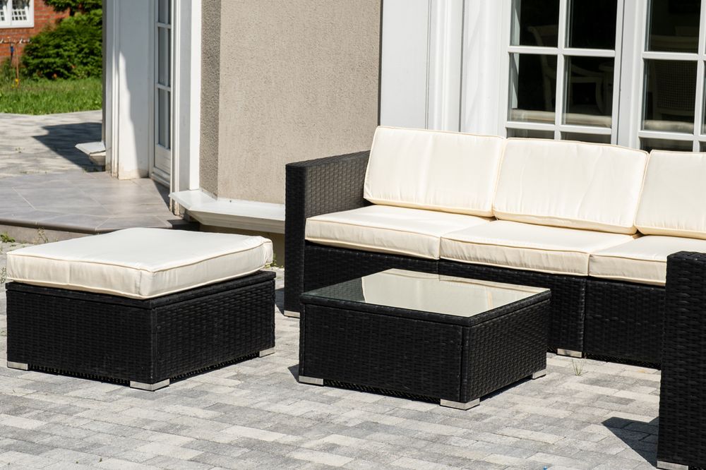 "Даллас" лаунж-зона из искусственного ротанга на 5 персон, цвет черный