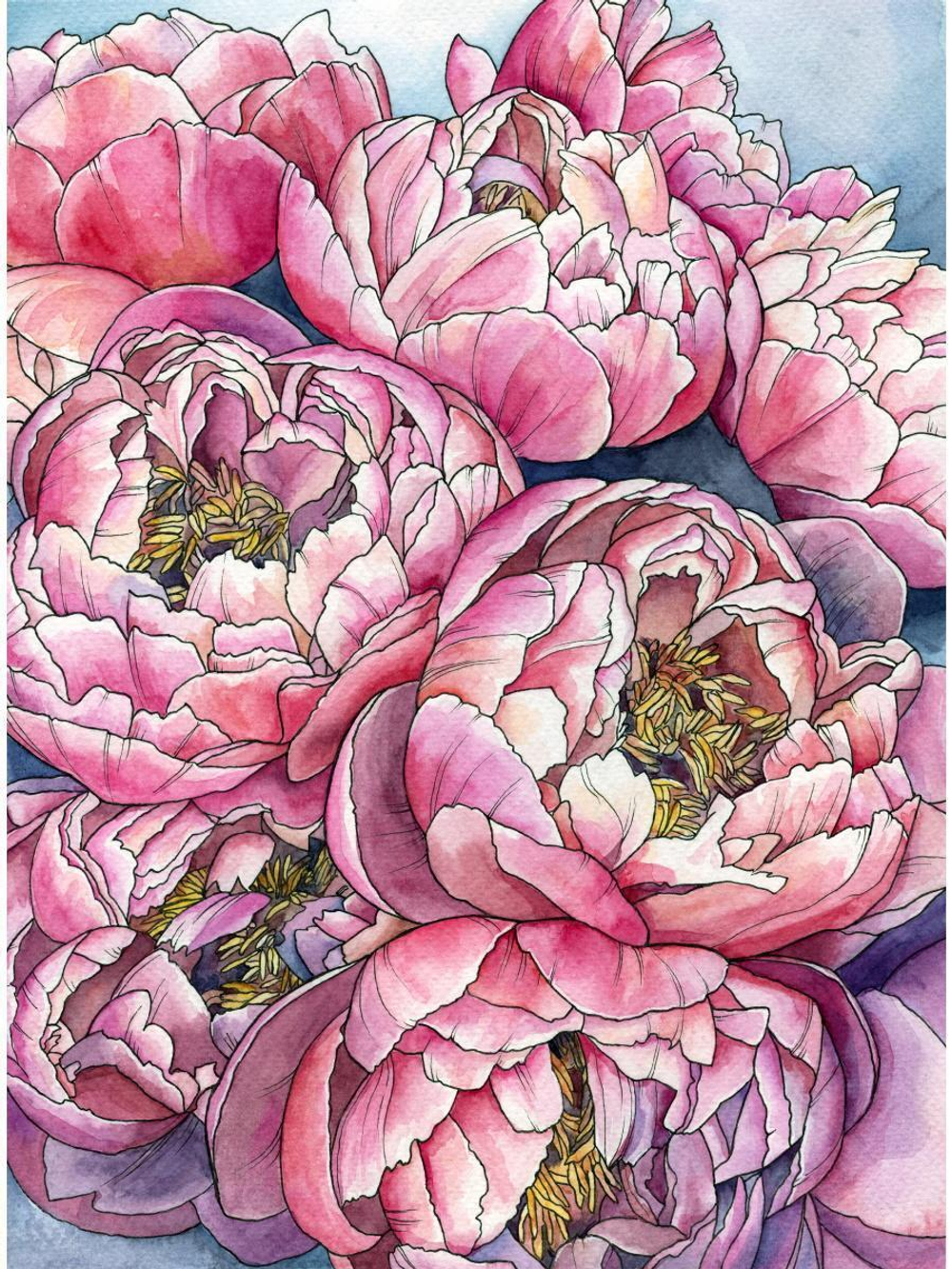 Картина по номерам 22х30см. "Букет пионов" 16цв. (Арт. Х-4094)