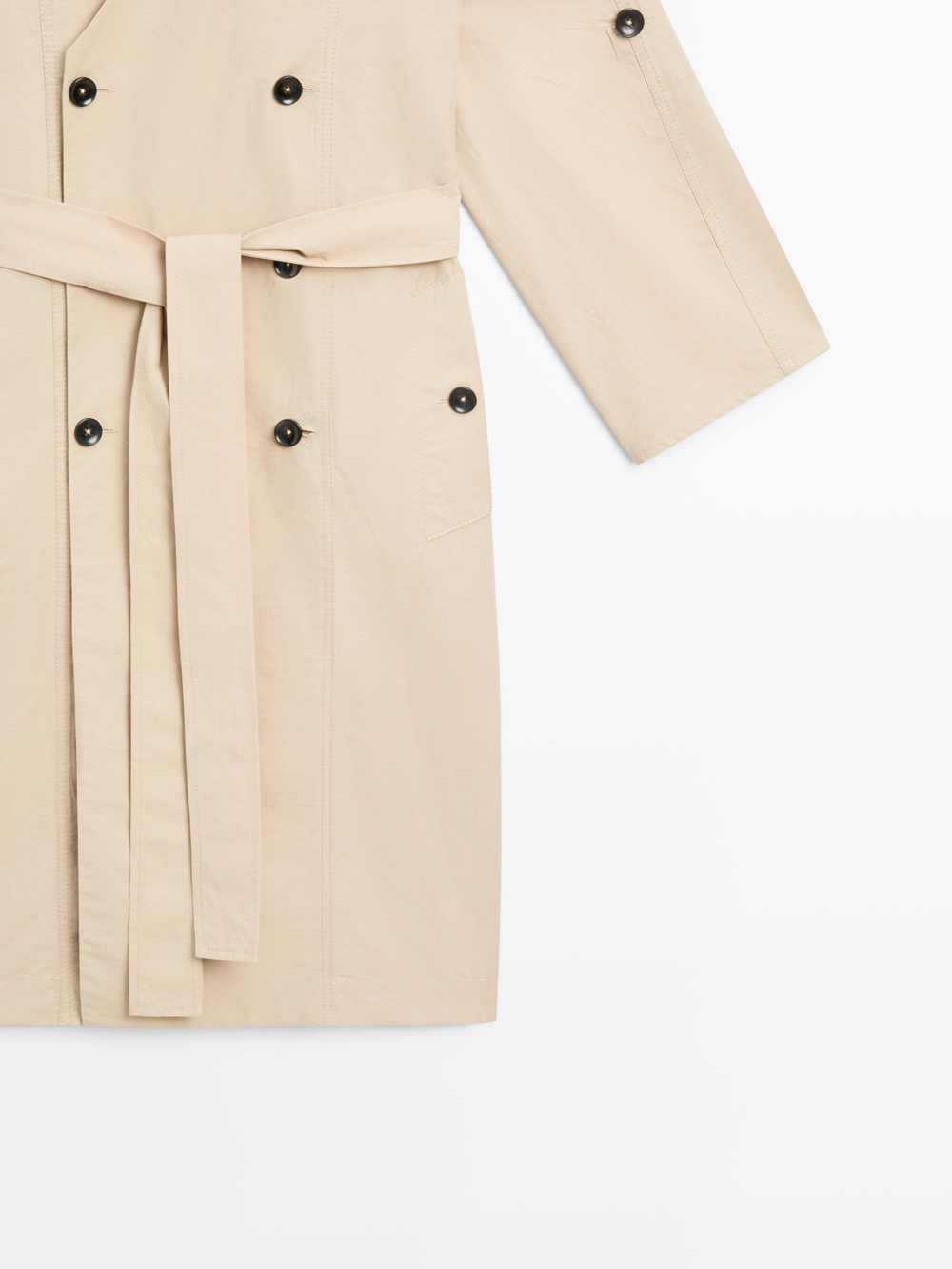 Massimo Dutti Длинный тренч, каменно-серый