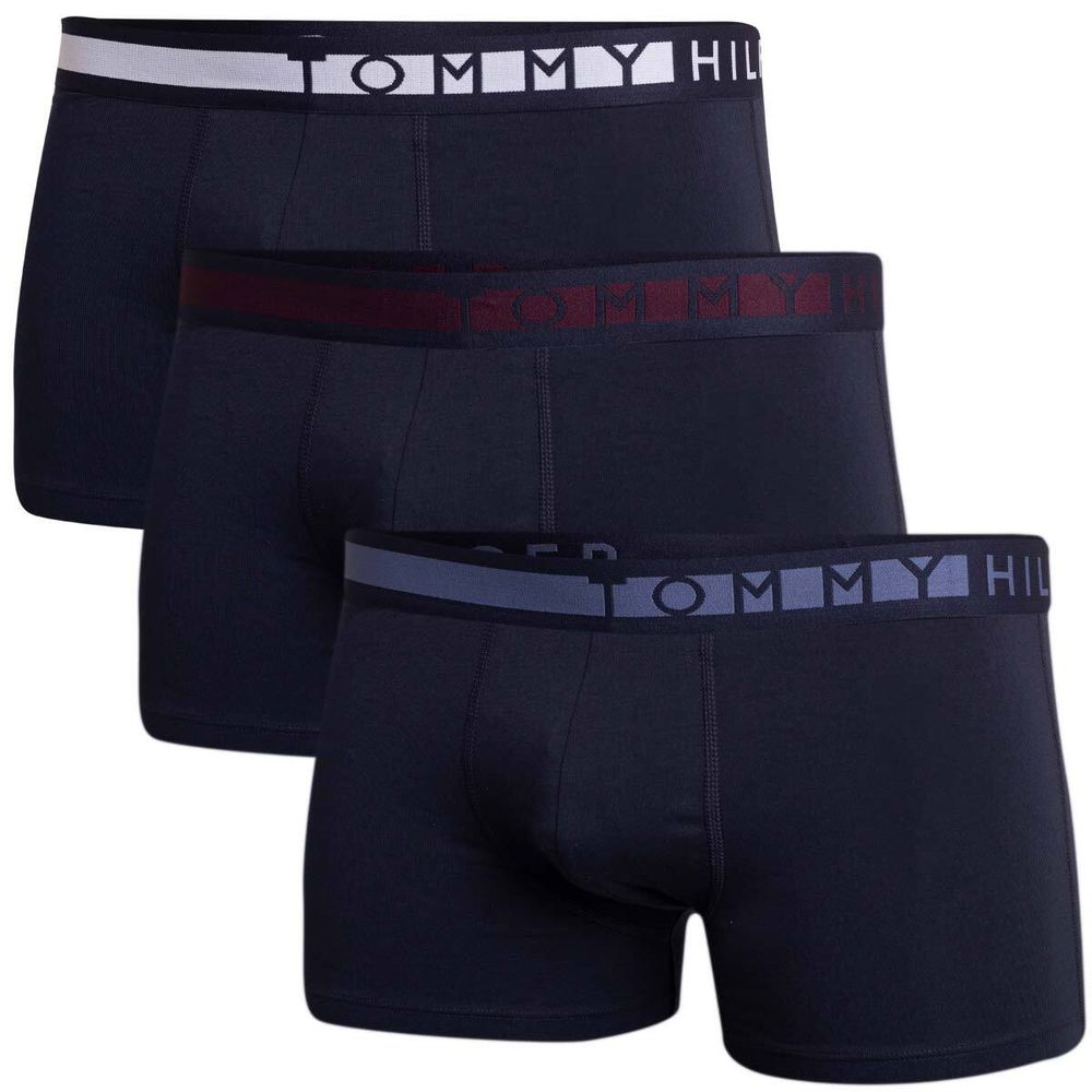 Боксерки теннисные Tommy Hilfiger Trunk 3P - des sky/deep burg/fded indi