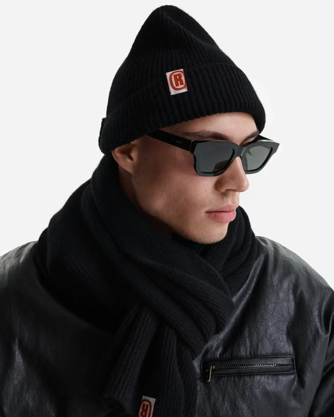 Шарф из шерсти мериноса черный