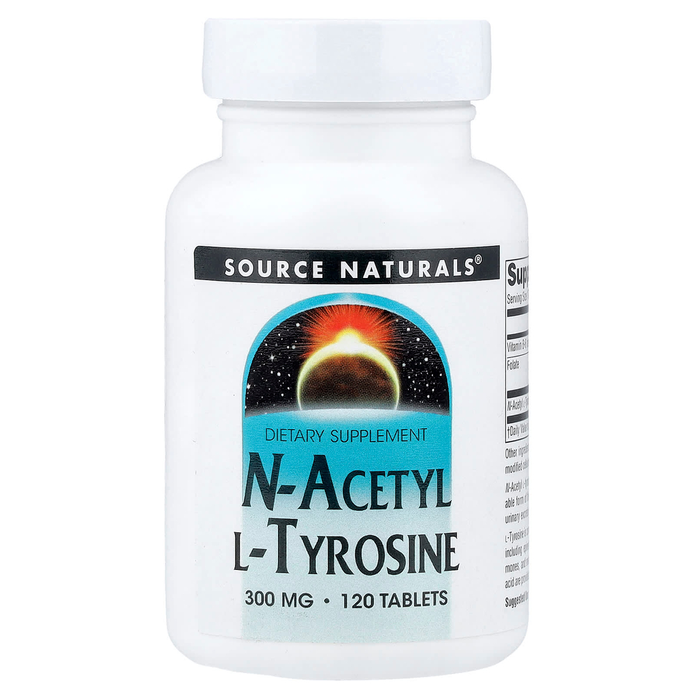 Source Naturals, N-ацетил L-тирозин, 300 мг, 120 таблеток