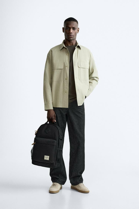 ZARA РЮКЗАК ИЗ НЕЙЛОНА, ЧЕРНЫЙ