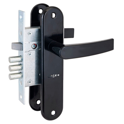 Замок Рязань врезной ЗВ 9-6/13 черный б/о с/руч 77305