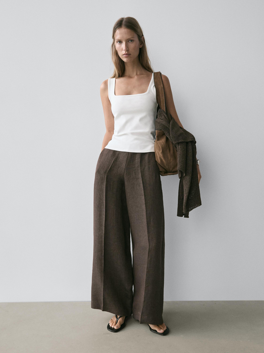 Massimo Dutti Топ без рукавов с квадратным вырезом, белый