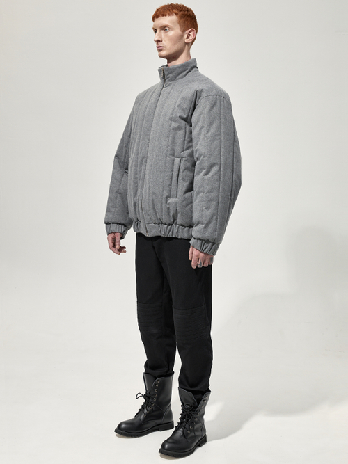 Бомбер стеганый "Брутализм". Серый