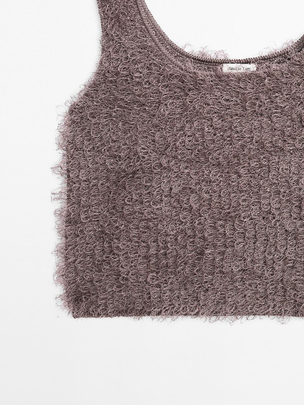 Massimo Dutti Топ из пряжи букле, коричневатый