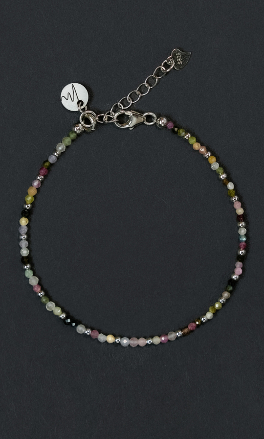 Браслет "Memo about Health" из турмалина с серебряными бусинами на замочке