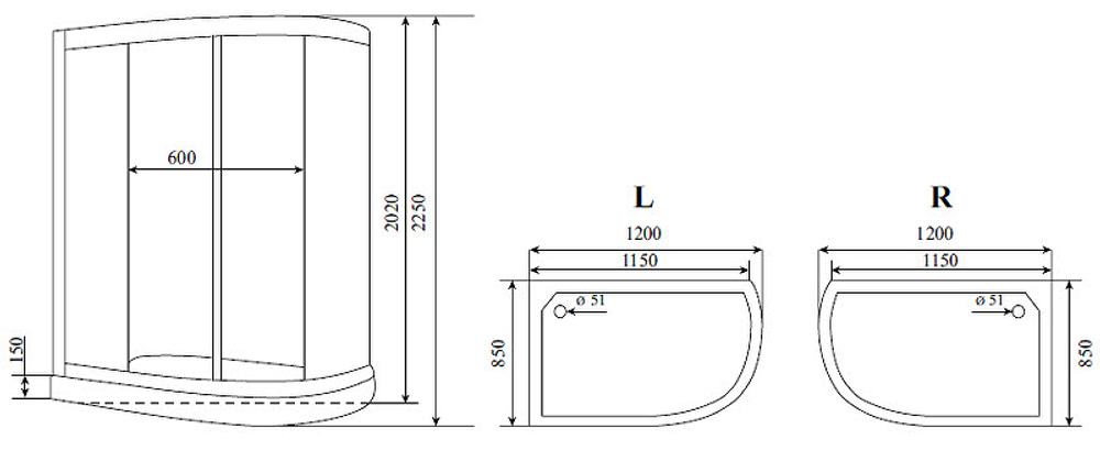 Душевая кабина Timo Standart 120x85 T-1102L с гидромассажем