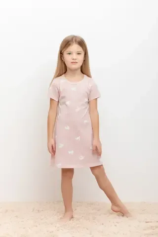 сорочка  для девочки  К 1154/пыльный персик,зайчики