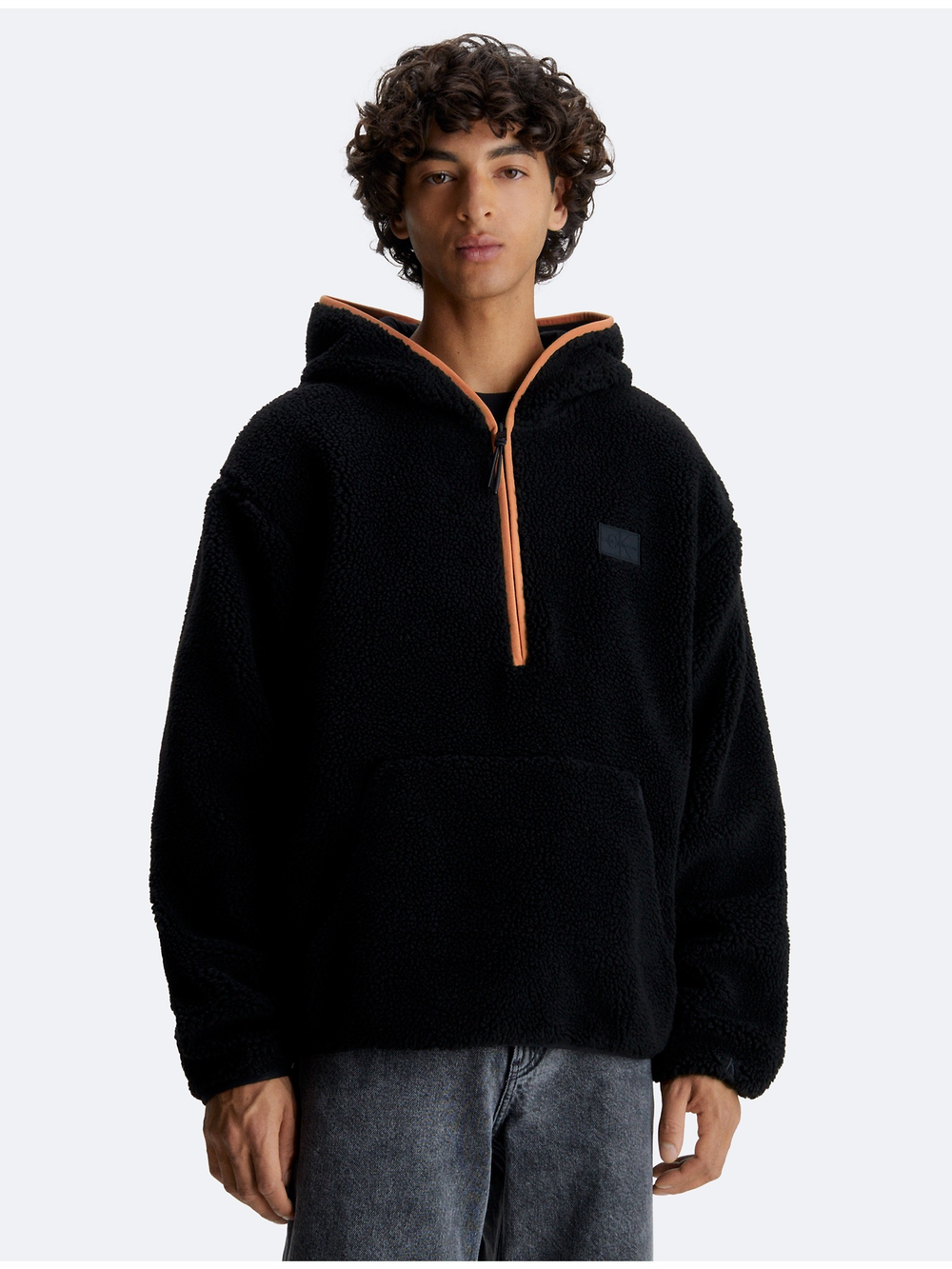 Худи шерпа Calvin Klein Jeans Half Zip Black