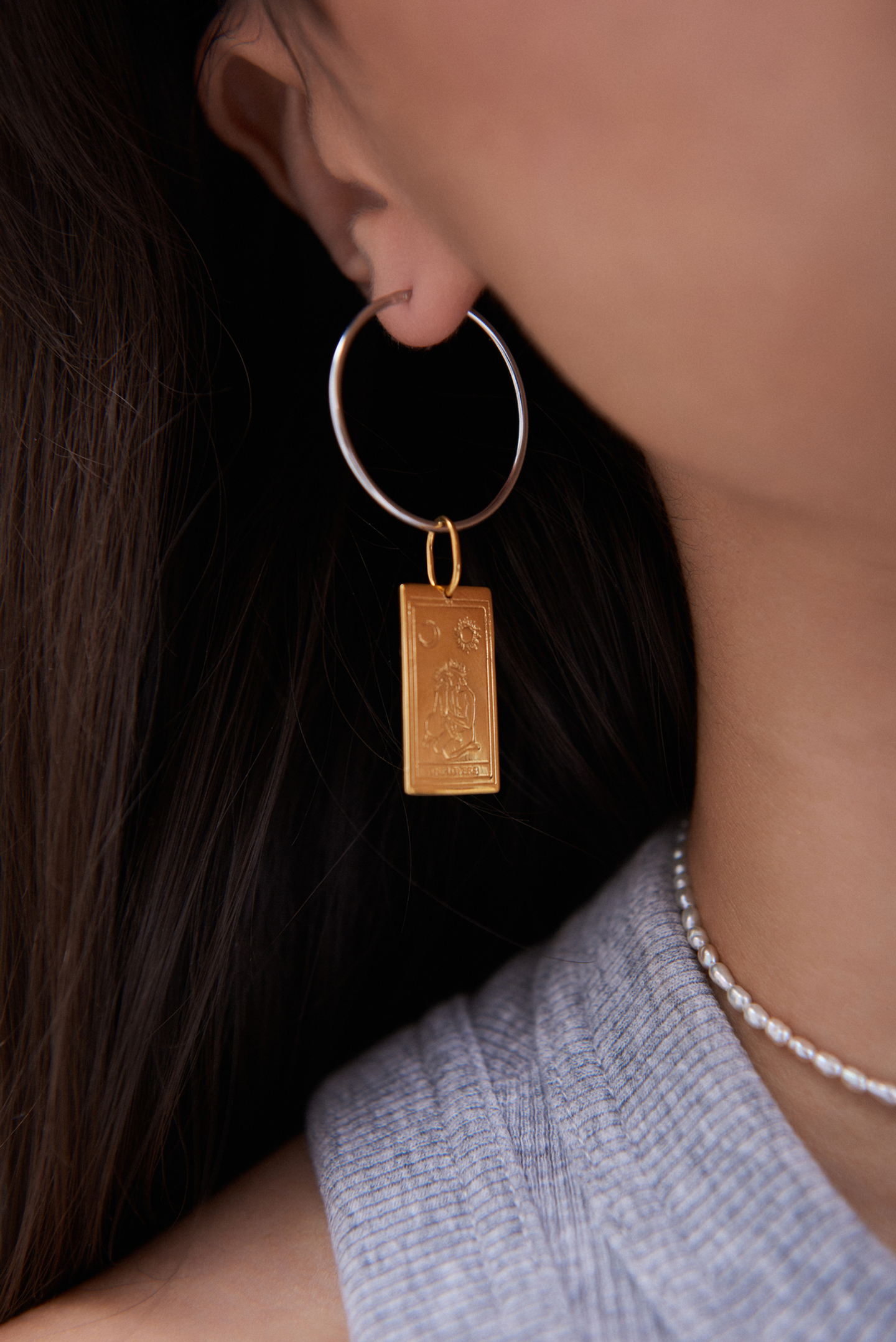 Подвеска карта таро Влюбленные малая позолота La Lune