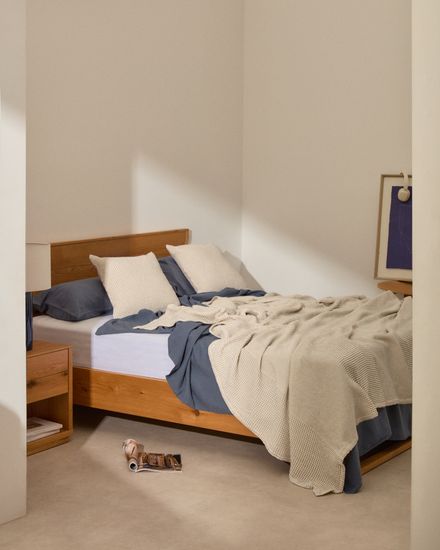 Mabile Комплект из 2 жаккардовых подушек в синюю полоску из 100% хлопка 50 x 50