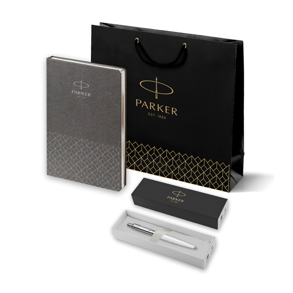 Подарочный набор: Шариковая ручка Parker Jotter + ежедневник, серый