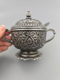 Сахарница "Золотая Пика" с ложкой и крышкой/Busem. Турция (розовое золото) Сахарница для рафинада